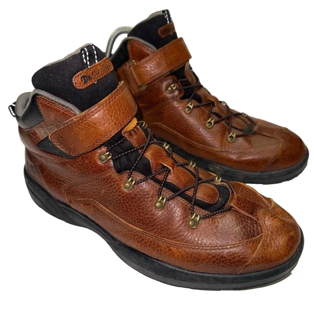 Dr Comfort Ranger Hiking Boots Mens 14M Brown Leather Orthopedic 9420